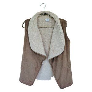 (410) Marley Lilly Women Sleeveless Tan Faux Fur Vest Size S/M